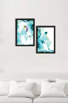Watercolour Background with Triangle Set of  Satin Matt Texture UV Art Painting