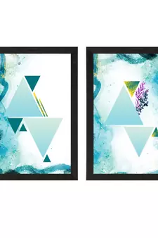 Watercolour Background with Triangle Set of  Satin Matt Texture UV Art Painting