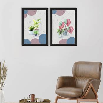 Green Flower Pot Set of  Satin Matt Texture UV Art Painting 1