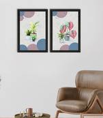 Green Flower Pot Set of  Satin Matt Texture UV Art Painting