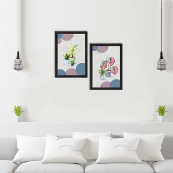 Green Flower Pot Set of  Satin Matt Texture UV Art Painting 2