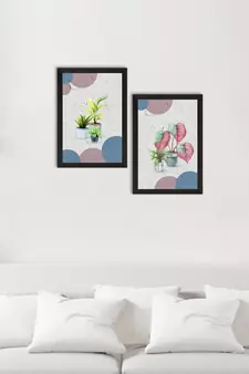 Green Flower Pot Set of  Satin Matt Texture UV Art Painting