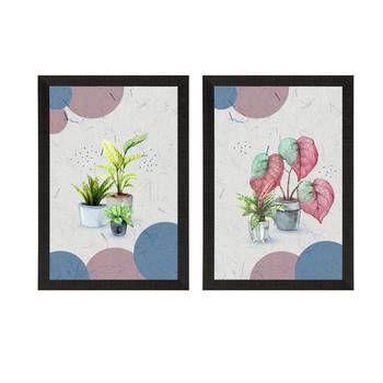 Green Flower Pot Set of  Satin Matt Texture UV Art Painting 3