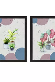 Green Flower Pot Set of  Satin Matt Texture UV Art Painting