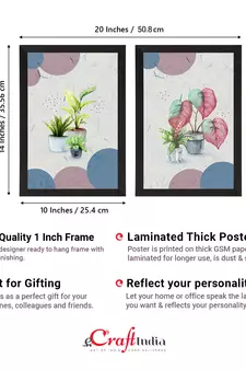 Green Flower Pot Set of  Satin Matt Texture UV Art Painting
