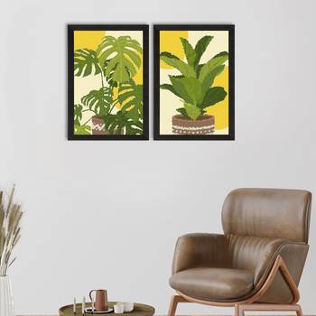 Topical Leaf Set of  Satin Matt Texture UV Art Painting 1