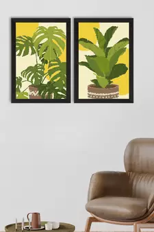 Topical Leaf Set of  Satin Matt Texture UV Art Painting