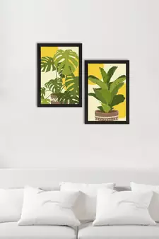 Topical Leaf Set of  Satin Matt Texture UV Art Painting