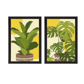 Topical Leaf Set of  Satin Matt Texture UV Art Painting 3