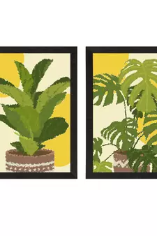 Topical Leaf Set of  Satin Matt Texture UV Art Painting