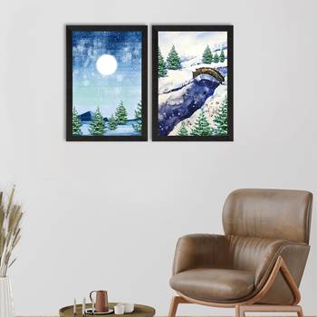 Winter Snowy Place Set of  Satin Matt Texture UV Art Painting 1