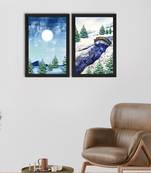 Winter Snowy Place Set of  Satin Matt Texture UV Art Painting