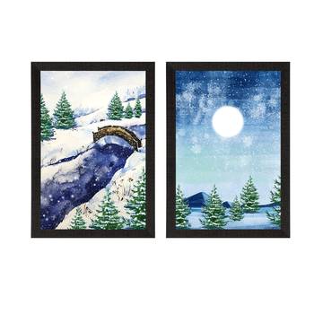 Winter Snowy Place Set of  Satin Matt Texture UV Art Painting 3