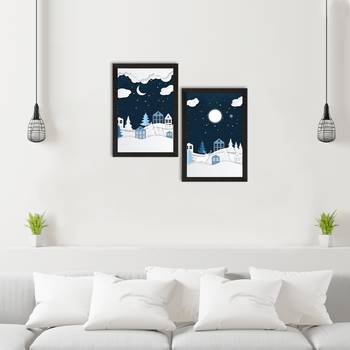 Winter Snowy Night Set of  Satin Matt Texture UV Art Painting 2