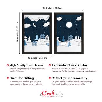 Winter Snowy Night Set of  Satin Matt Texture UV Art Painting 4
