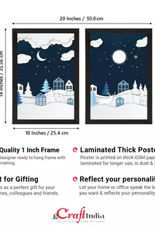 Winter Snowy Night Set of  Satin Matt Texture UV Art Painting