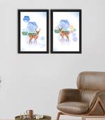 Deer on Winter Day Set of  Original Abstract Design Satin Matt Texture UV Art Painting