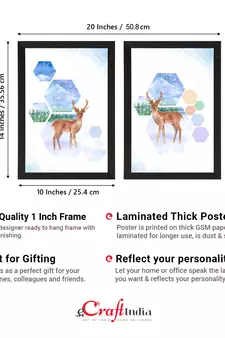 Deer on Winter Day Set of  Original Abstract Design Satin Matt Texture UV Art Painting