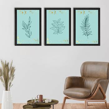 Topical Leaf Blue Set of  Satin Matt Texture UV Art Painting 1