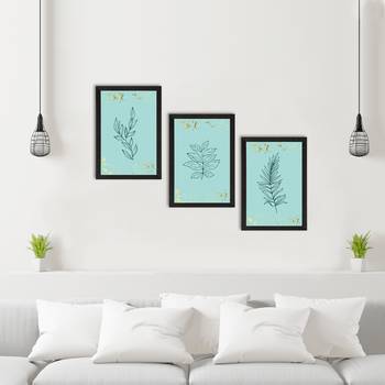 Topical Leaf Blue Set of  Satin Matt Texture UV Art Painting 2