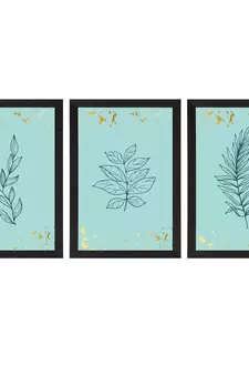 Topical Leaf Blue Set of  Satin Matt Texture UV Art Painting