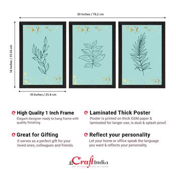 Topical Leaf Blue Set of  Satin Matt Texture UV Art Painting 4
