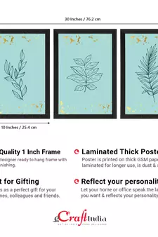 Topical Leaf Blue Set of  Satin Matt Texture UV Art Painting