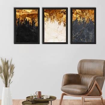 Marble Effect with Golden Set of  Satin Matt Texture UV Art Painting 1