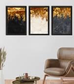 Marble Effect with Golden Set of  Satin Matt Texture UV Art Painting