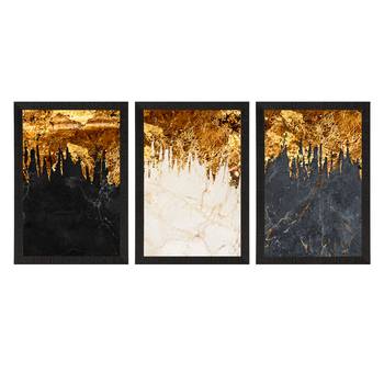 Marble Effect with Golden Set of  Satin Matt Texture UV Art Painting 3
