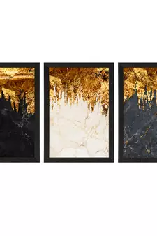 Marble Effect with Golden Set of  Satin Matt Texture UV Art Painting