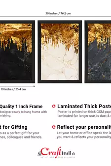 Marble Effect with Golden Set of  Satin Matt Texture UV Art Painting