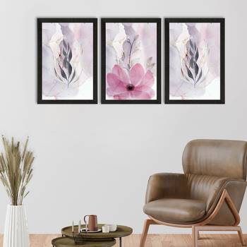 Watercolour Flower Pastel Set of  Satin Matt Texture UV Art Painting 1
