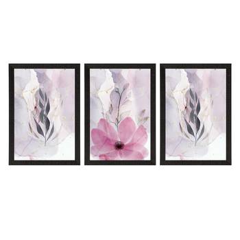 Watercolour Flower Pastel Set of  Satin Matt Texture UV Art Painting 3
