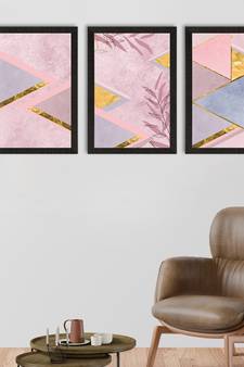 Minimalistic Triangle Set of  Satin Matt Texture UV Art Painting