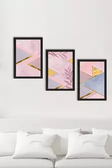 Minimalistic Triangle Set of  Satin Matt Texture UV Art Painting
