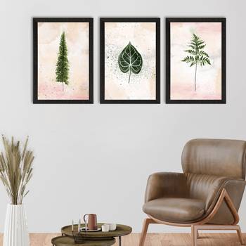 Watercolour Leaf Pastel Set of  Satin Matt Texture UV Art Painting 1