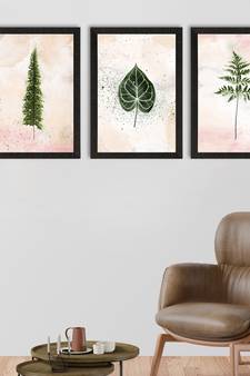 Watercolour Leaf Pastel Set of  Satin Matt Texture UV Art Painting