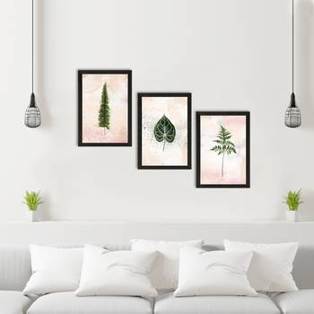 Watercolour Leaf Pastel Set of  Satin Matt Texture UV Art Painting 2