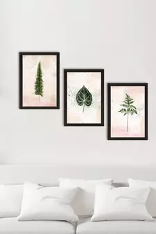 Watercolour Leaf Pastel Set of  Satin Matt Texture UV Art Painting