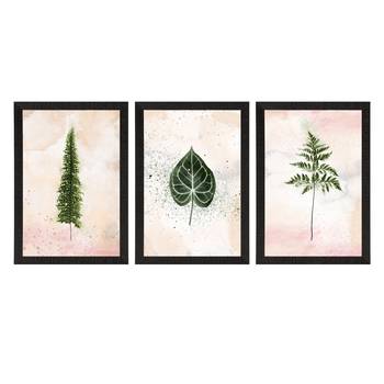 Watercolour Leaf Pastel Set of  Satin Matt Texture UV Art Painting 3