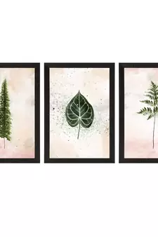 Watercolour Leaf Pastel Set of  Satin Matt Texture UV Art Painting