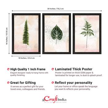 Watercolour Leaf Pastel Set of  Satin Matt Texture UV Art Painting 4