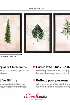 Watercolour Leaf Pastel Set of  Satin Matt Texture UV Art Painting