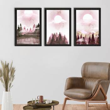 Full Moon Night Set of  Satin Matt Texture UV Art Painting 1