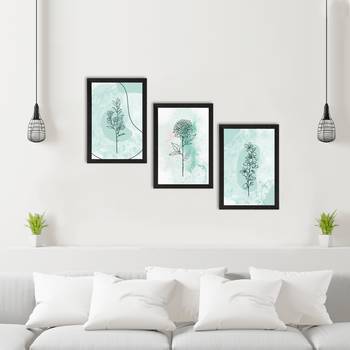 Watercolour Flower Line Art Set of  Satin Matt Texture UV Art Painting 2