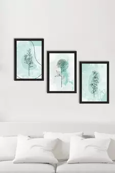 Watercolour Flower Line Art Set of  Satin Matt Texture UV Art Painting