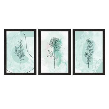 Watercolour Flower Line Art Set of  Satin Matt Texture UV Art Painting 3