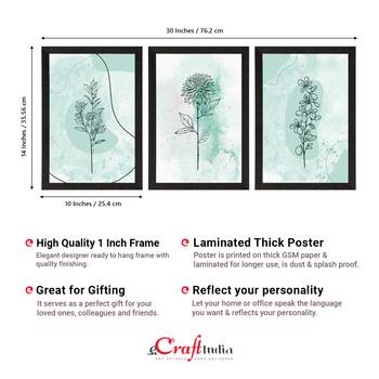 Watercolour Flower Line Art Set of  Satin Matt Texture UV Art Painting 4