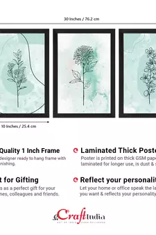 Watercolour Flower Line Art Set of  Satin Matt Texture UV Art Painting